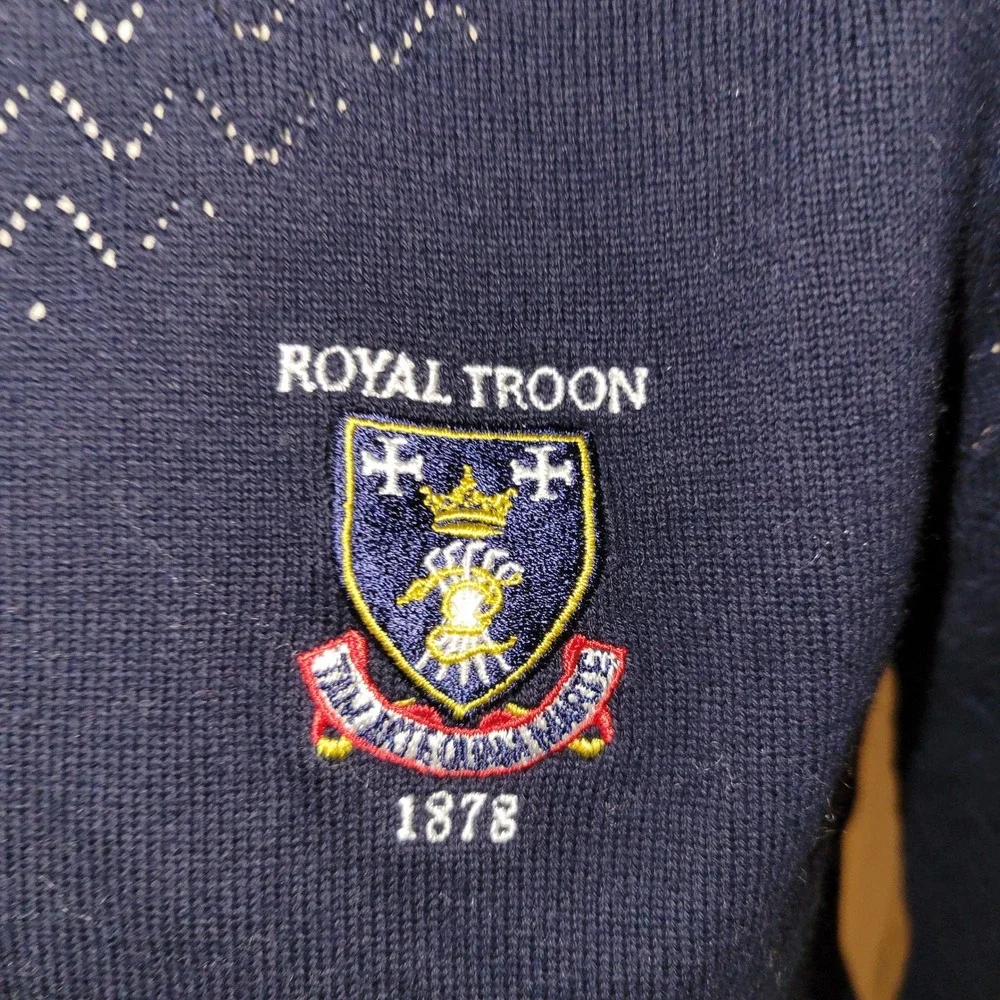 Royal Troon Glenmuir Navy Zip Neck Golf Sweater‎ unisex S designer luxury tennis